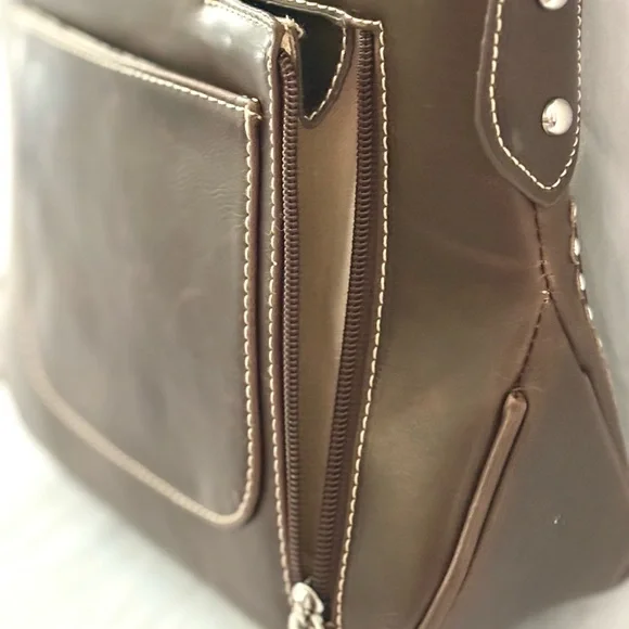 Montana West Western Style Tooled Leather And Studded Crossbody - Picture 5 of 15